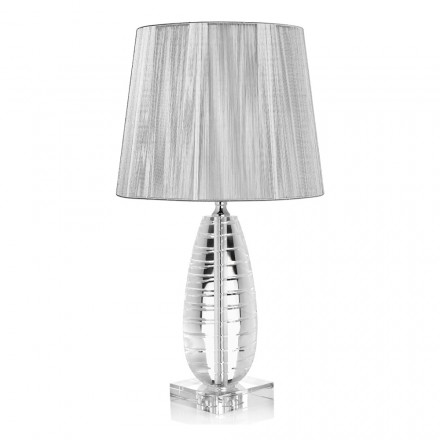 Lampada da Appoggio Classica in Cristallo e Paralume Quadrato di Lusso - Squilla Viadurini
