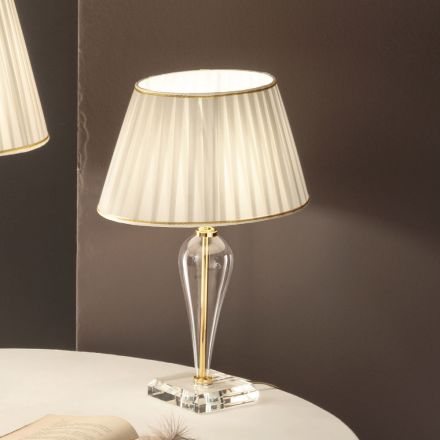 Lampada da Appoggio Classica in Vetro a Mano Italiano e Paralume - Rapallo Viadurini