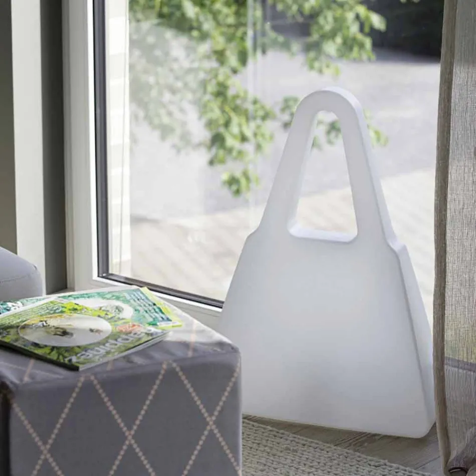 Lampada da Appoggio in Plastica Bianca di Design Moderno da Interno - Borsastar Viadurini