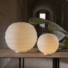 Lampada da Appoggio in Vetro Satinato Bianco e Metallo Design Moderno - Morse Viadurini