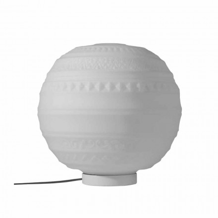 Lampada da Appoggio in Vetro Satinato Bianco e Metallo Design Moderno - Morse Viadurini