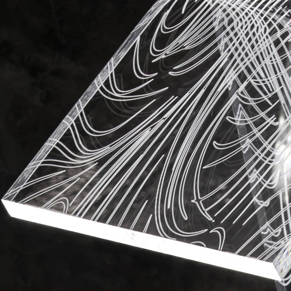 Lampada da Appoggio Led Cristallo Acrilico Decoro a Laser - Possett Viadurini