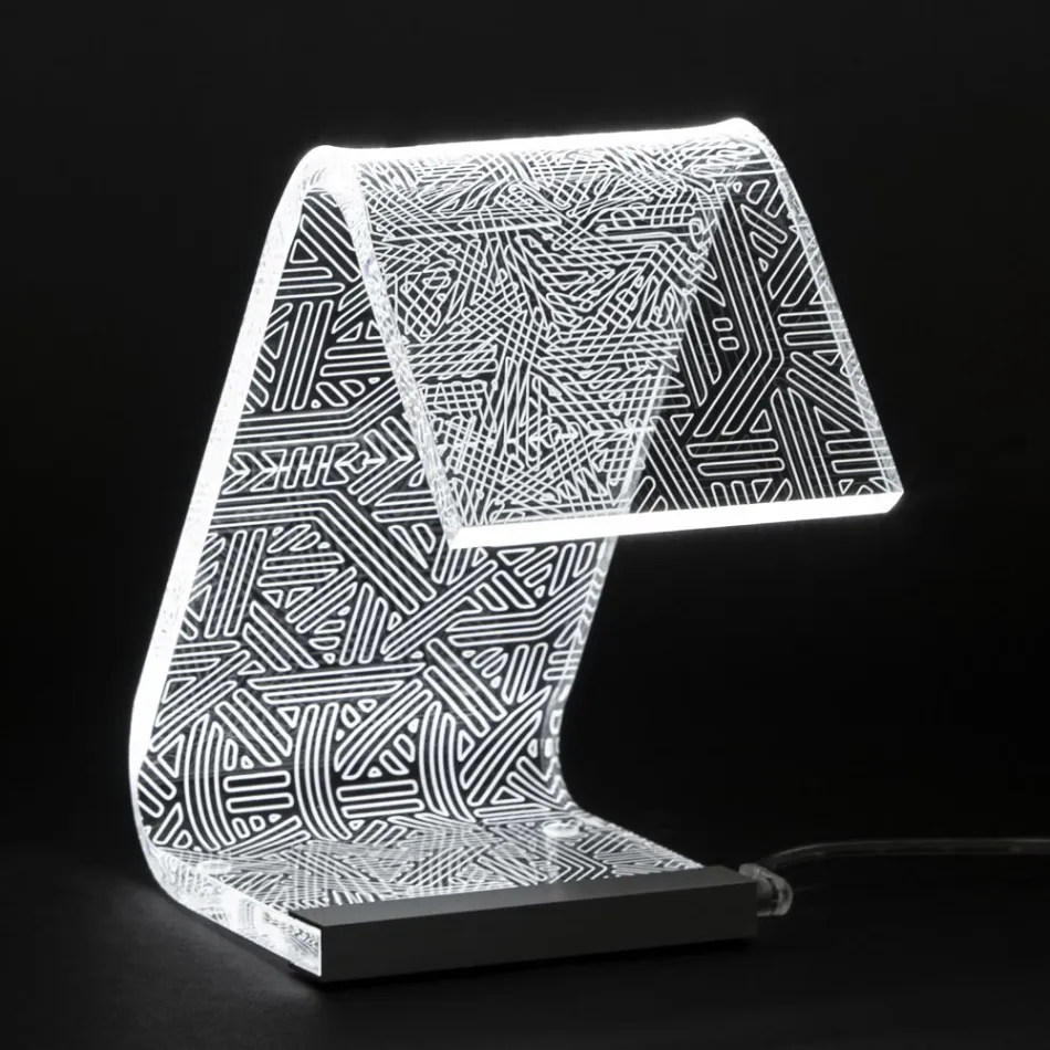 Lampada da Appoggio Led Cristallo Acrilico Decoro a Laser - Possett Viadurini
