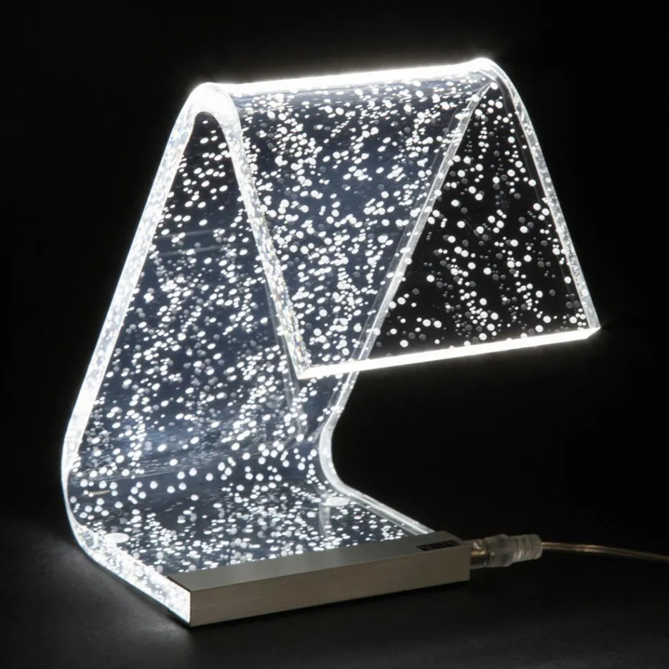 Lampada da Appoggio Led Cristallo Acrilico Decoro a Laser - Possett Viadurini