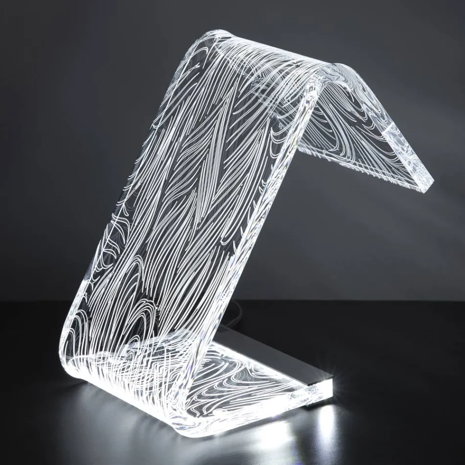 Lampada da Appoggio Led Cristallo Acrilico Decoro a Laser - Possett Viadurini
