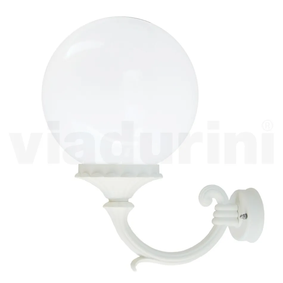 Lampada da Esterno in Alluminio Bianco con Sfera in Acrilico Opale - Trovabianco Viadurini