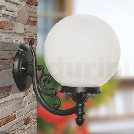Lampada da Esterno in Alluminio con Sfera in Acrilico Opale - Trovaantracite Viadurini