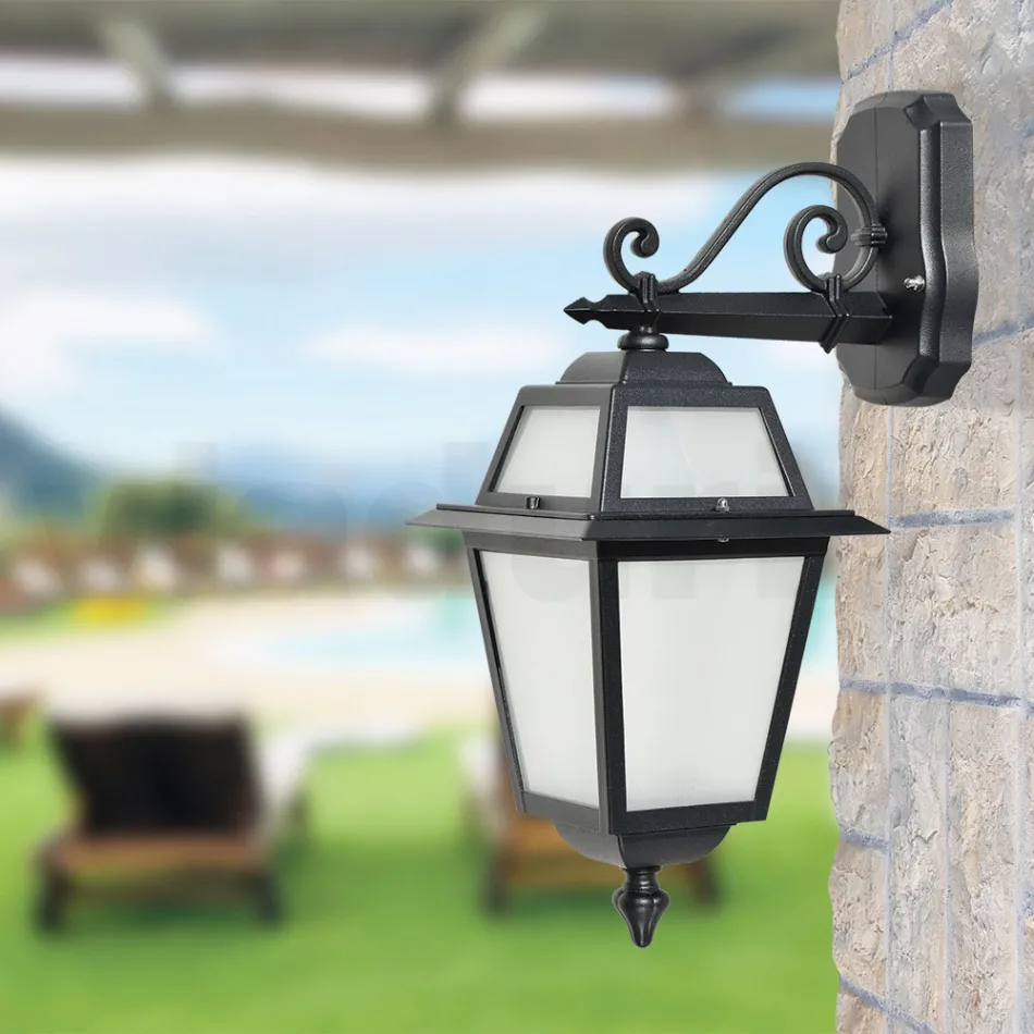 Lampada da Giardino in Alluminio Antracite e Vetro Sabbiato - Elric Viadurini