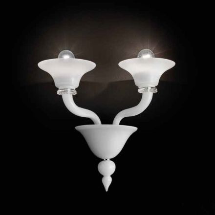Lampada da Parete a 2 Luci in Vetro di Venezia Lavorato a Mano - Ismail Viadurini