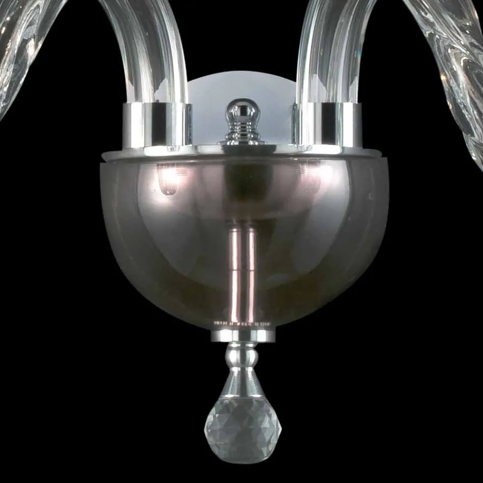 Lampada da parete a due luci in vetro e cristallo Ivy, made in Italy Viadurini