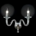 Lampada da parete a due luci in vetro e cristallo Ivy, made in Italy Viadurini