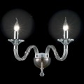 Lampada da parete a due luci in vetro e cristallo Ivy, made in Italy