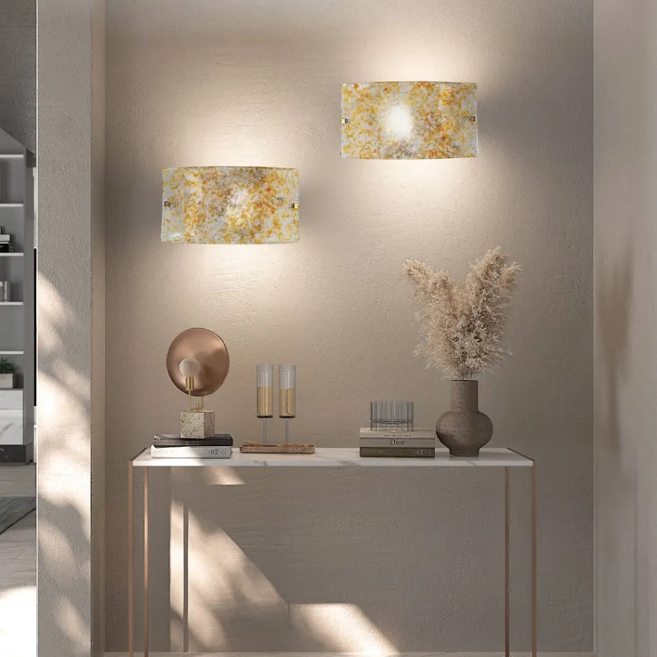 Lampada da Parete Artigianale in Vetro Veneziano Soffiato e Decorato - Mary Viadurini