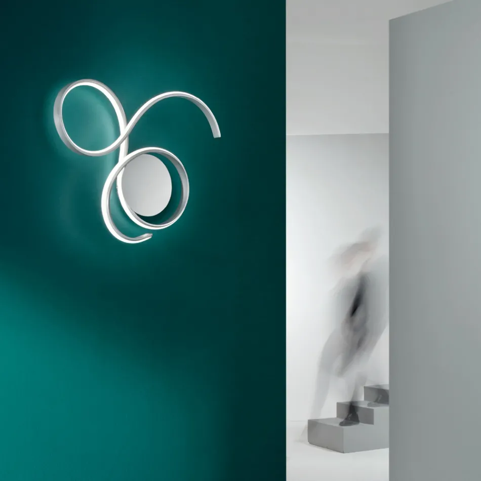 Lampada da Parete con LED in Metallo Verniciato Design Moderno - Trella Viadurini