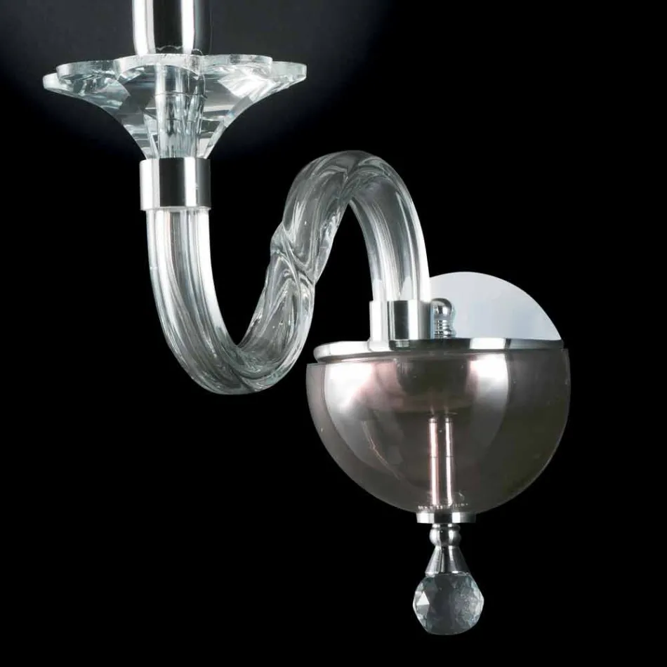 Lampada da parete di design in vetro e cristallo Ivy, made in Italy Viadurini