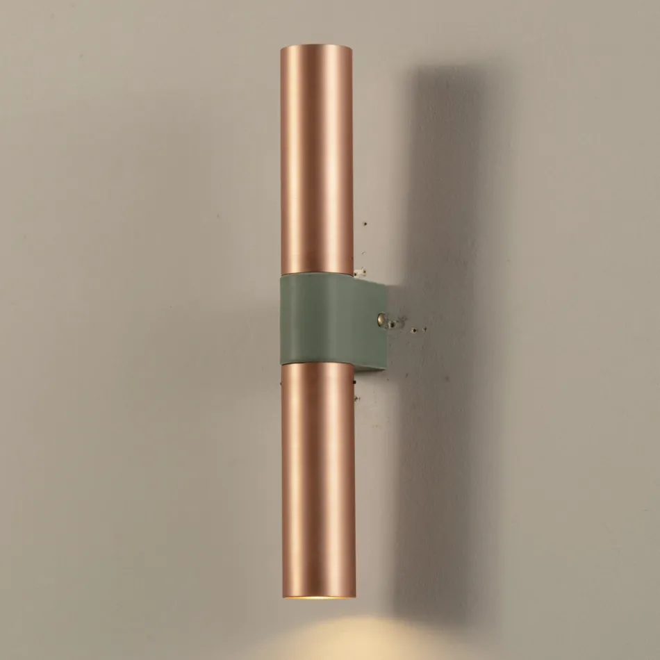 Lampada da Parete in Ceramica e Rame Realizzata a Mano in Italia - Toscot Match Viadurini