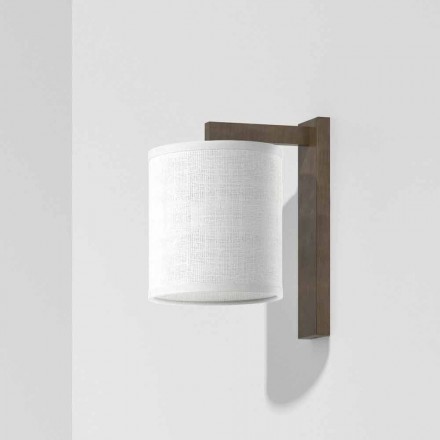 Lampada da Parete Moderna in Metallo con Paralume in Lino Made in Italy - Bali Viadurini