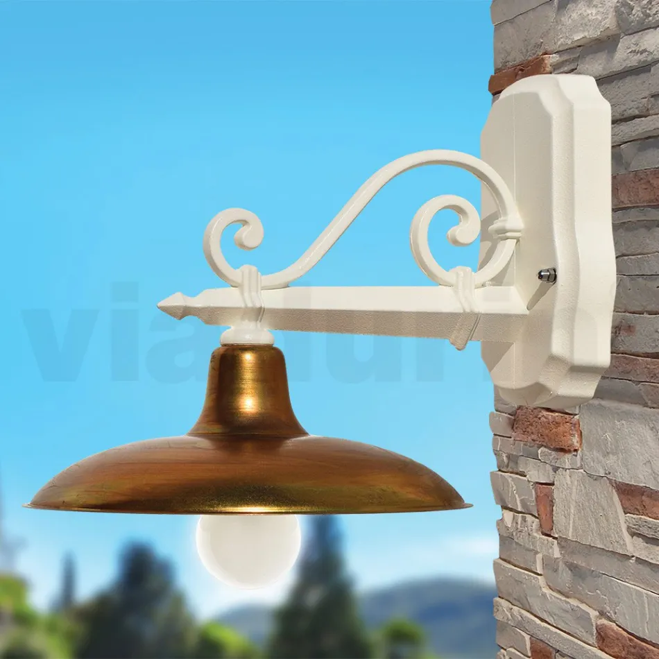 Lampada da Parete per Esterno in Alluminio e Ottone Made in Italy - Adela Viadurini