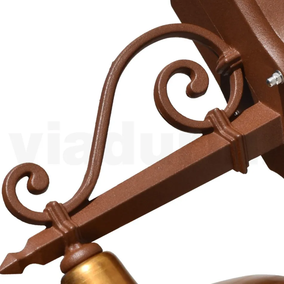 Lampada da Parete per Esterno in Alluminio e Ottone Made in Italy - Adela Viadurini