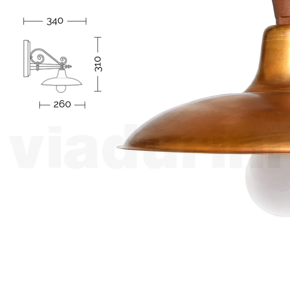 Lampada da Parete per Esterno in Alluminio e Ottone Made in Italy - Adela Viadurini