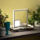 Lampada da Tavolo a LED in Metallo Verniciato Argento Moderna - Formale Viadurini