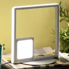 Lampada da Tavolo a LED in Metallo Verniciato Argento Moderna - Formale Viadurini