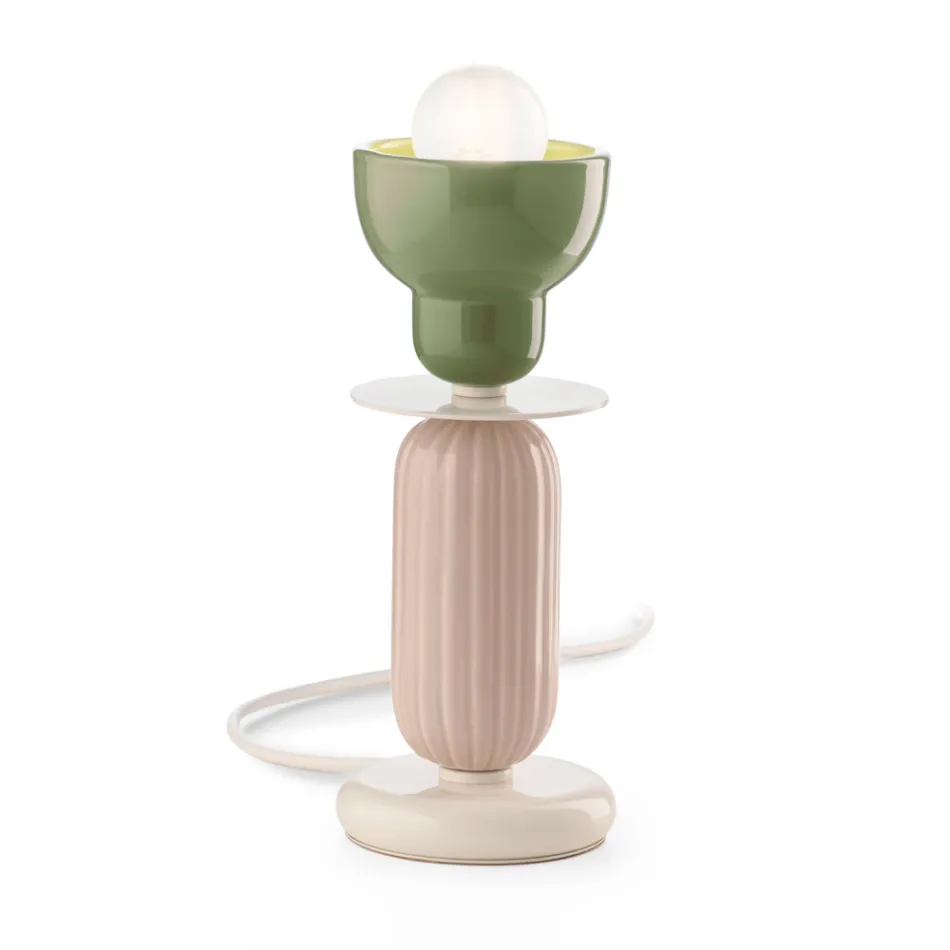 Lampada da Tavolo Alta in Ceramica di 2 Colori Made in Italy - Berimbau Viadurini