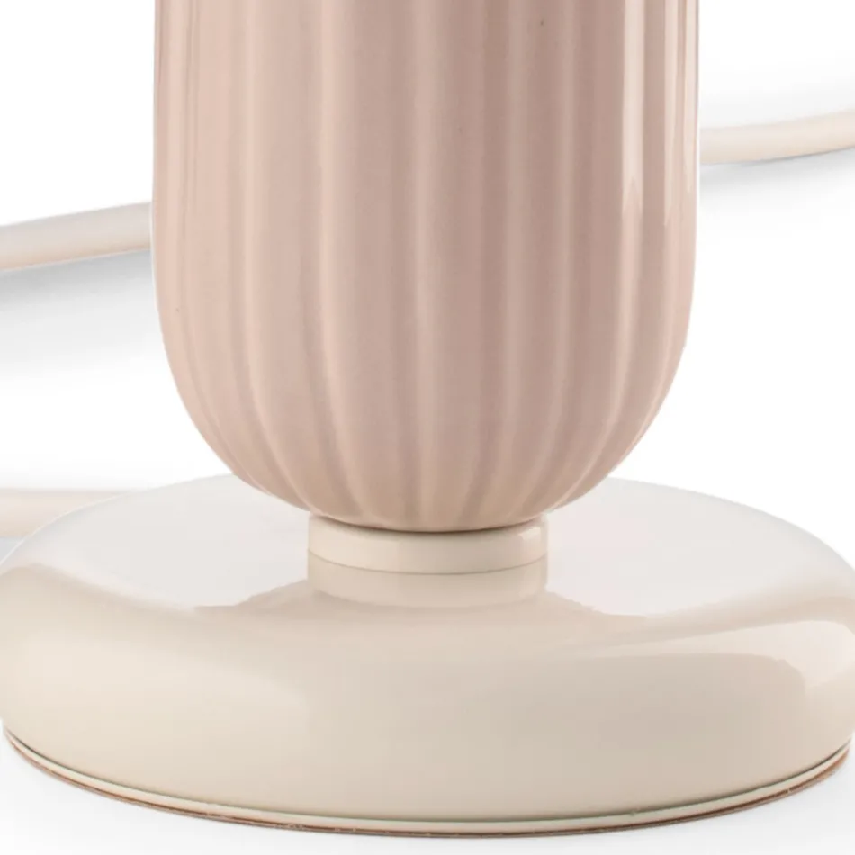 Lampada da Tavolo Alta in Ceramica di 2 Colori Made in Italy - Berimbau Viadurini