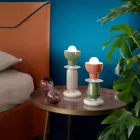Lampada da Tavolo Alta in Ceramica di 2 Colori Made in Italy - Berimbau Viadurini