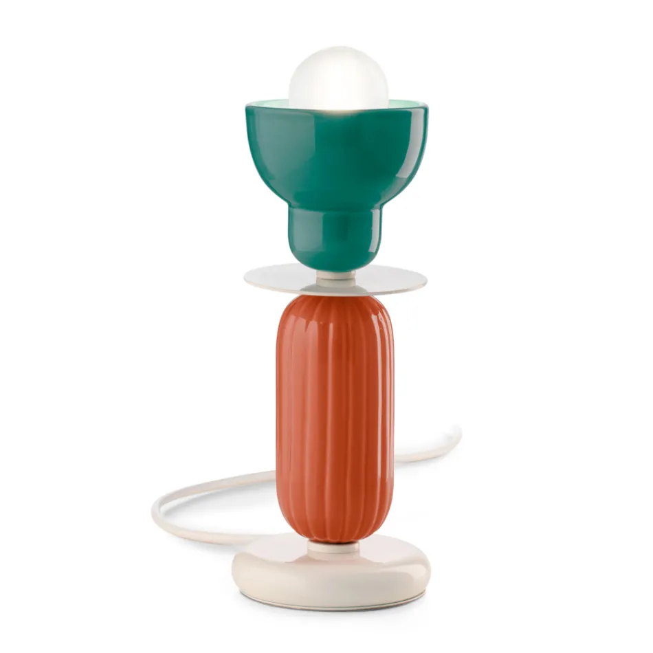 Lampada da Tavolo Alta in Ceramica di 2 Colori Made in Italy - Berimbau Viadurini