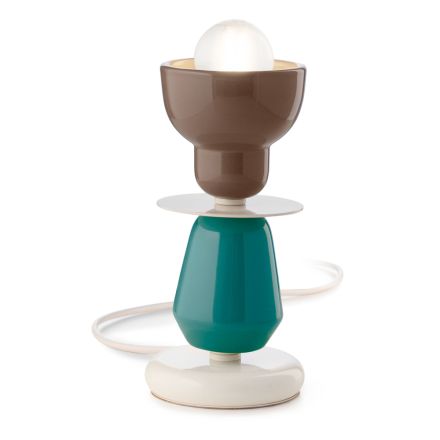 Lampada da Tavolo Bassa in Ceramica di 2 Colori Made in Italy - Berimbau Viadurini