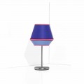 Lampada da Tavolo Blu con Struttura in Metallo Cromato Made in Italy - Soya