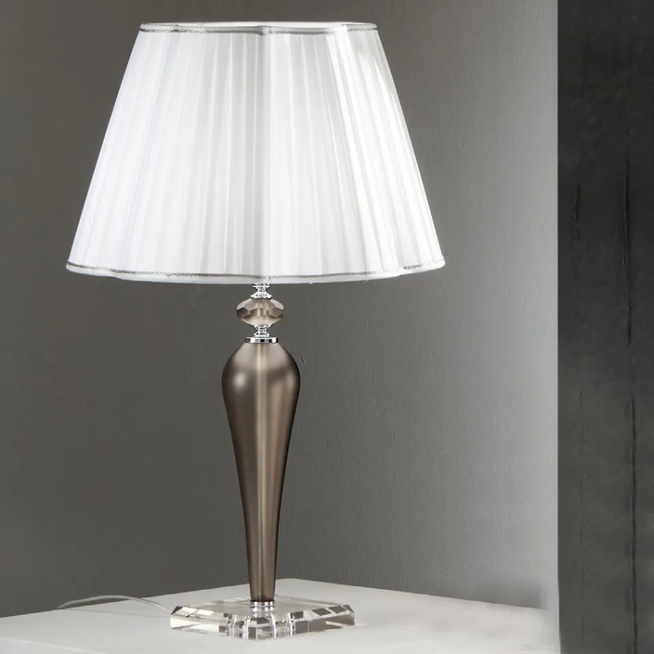 Lampada da Tavolo Classica Fatta a Mano in Vetro e Cristallo - Mariangela Viadurini