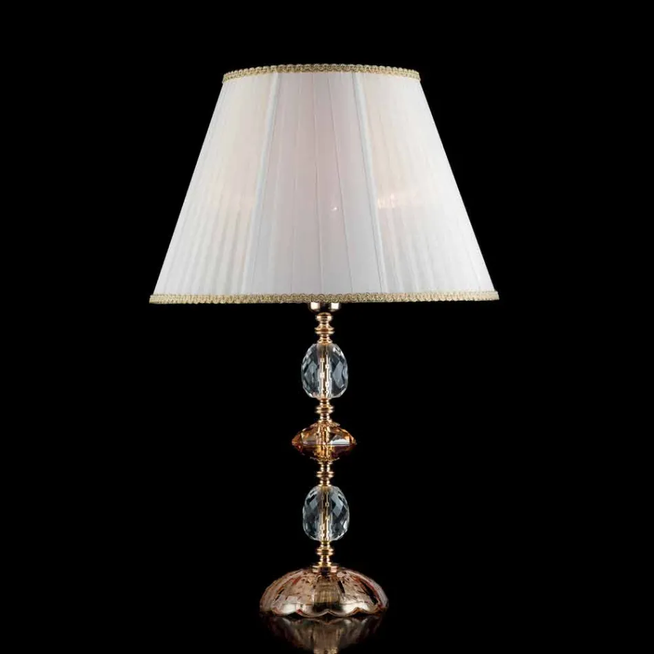 Lampada da tavolo classica in cristallo e vetro Belle, made in Italy Viadurini