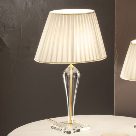 Lampada da Tavolo Classica in Vetro a Mano Italiano e Paralume - Rapallo Viadurini