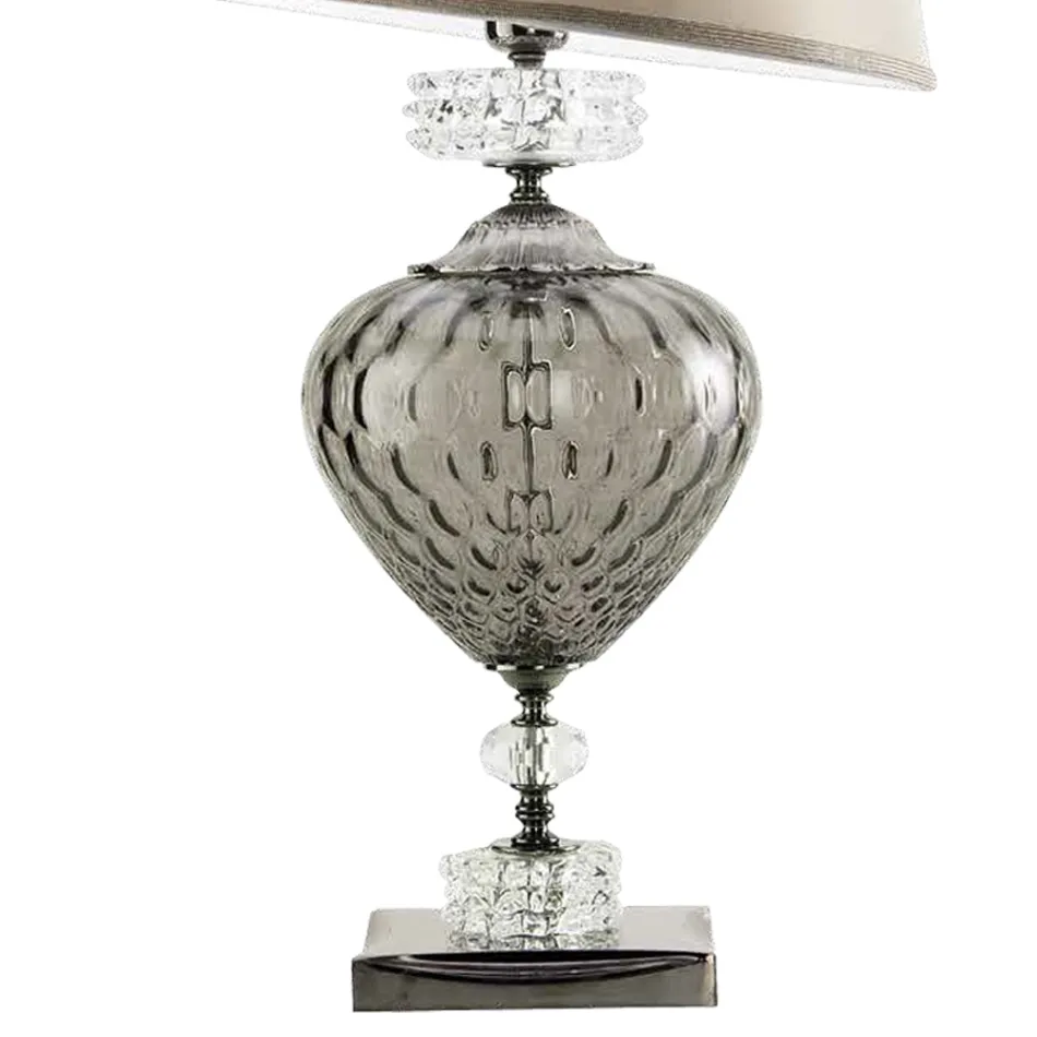 Lampada da Tavolo Classica Vetro Artigianale Italiano e Paralume - Saline Viadurini