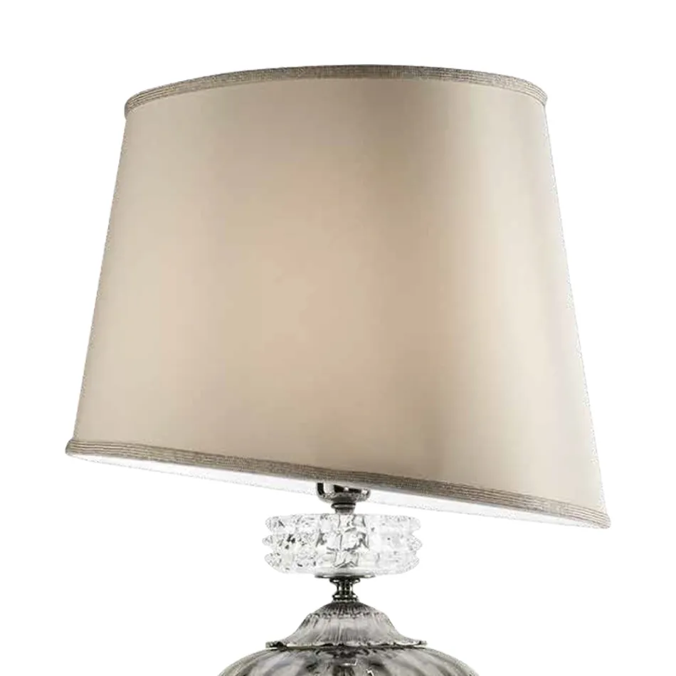 Lampada da Tavolo Classica Vetro Artigianale Italiano e Paralume - Saline Viadurini
