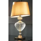 Lampada da Tavolo Classica Vetro Artigianale Italiano e Paralume - Saline Viadurini