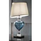 Lampada da Tavolo Classica Vetro Artigianale Italiano e Paralume - Saline Viadurini