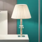 Lampada da Tavolo Classico in Metallo Oro, Cristallo e Paralume - Similo Viadurini