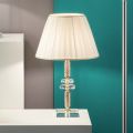 Lampada da Tavolo Classica in Metallo Oro, Cristallo e Paralume - Similo
