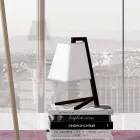 Lampada da Tavolo con Struttura in Metallo e Tessuto Made in Italy - Barton Viadurini