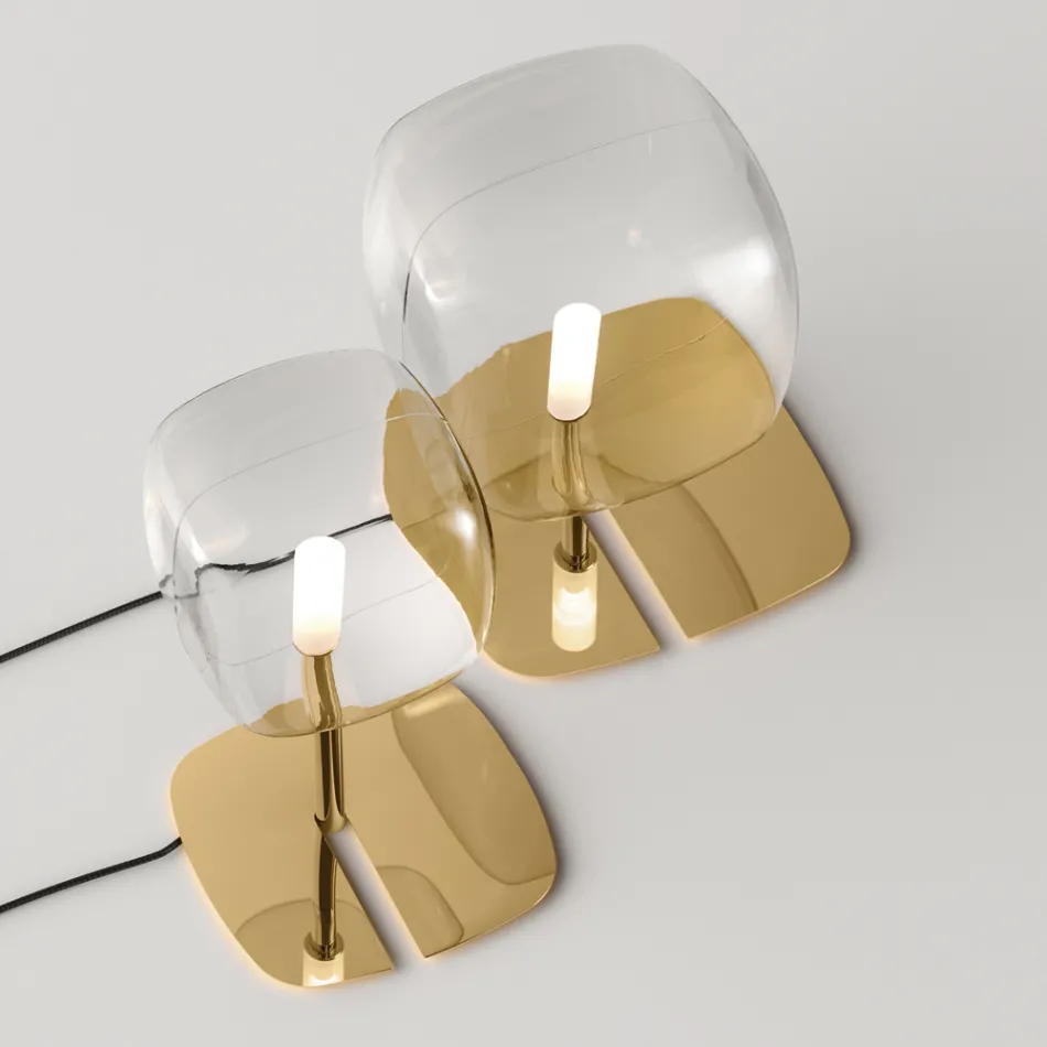 Lampada da Tavolo con Struttura in Metallo Lucido Made in Italy - Donatina Viadurini