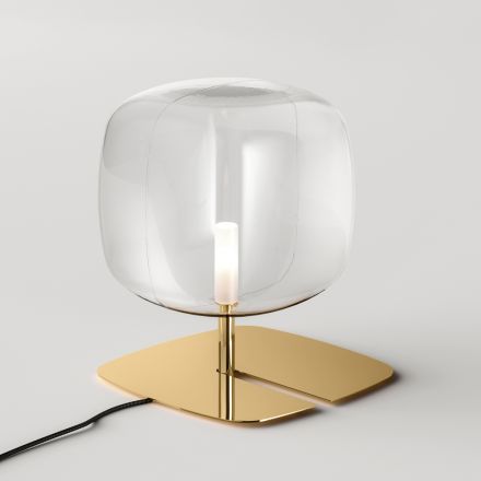 Lampada da Tavolo con Struttura in Metallo Lucido Made in Italy - Donatina Viadurini
