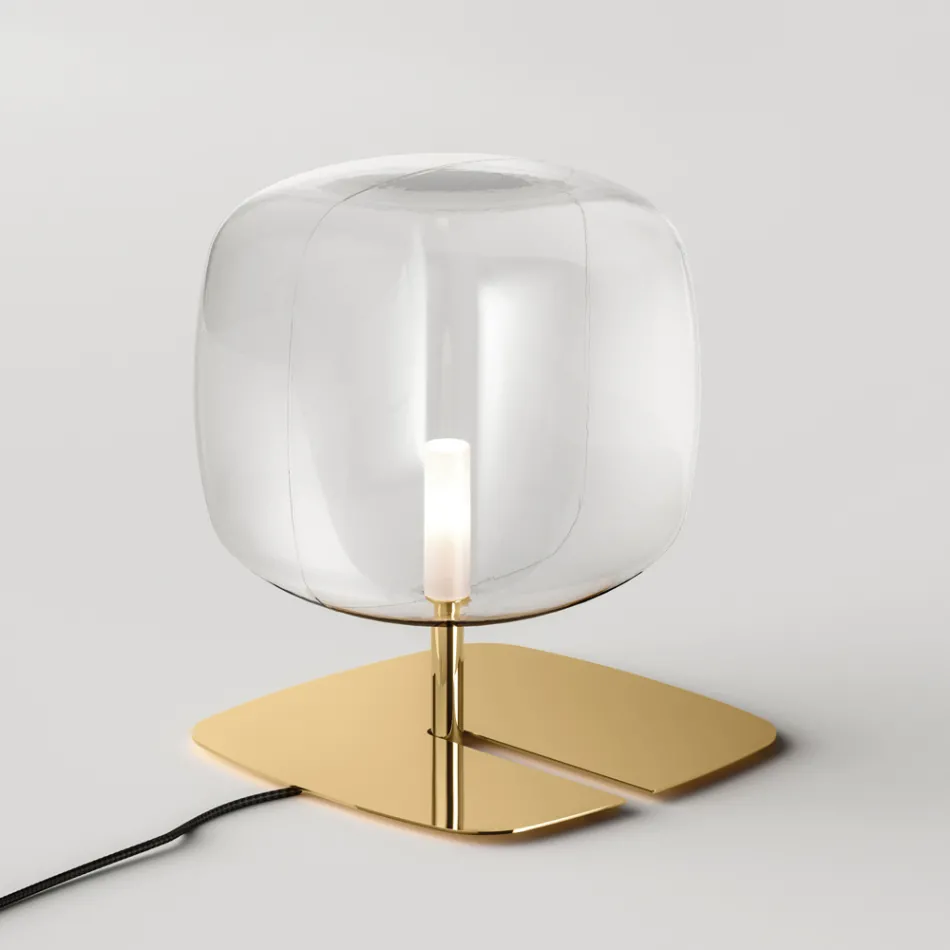 Lampada da Tavolo con Struttura in Metallo Lucido Made in Italy - Donatina Viadurini