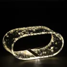 Lampada da Tavolo Cristallo Acrilico e Foglia Oro, Argento o Rame - Gnassi Viadurini