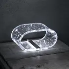 Lampada da Tavolo Cristallo Acrilico e Foglia Oro, Argento o Rame - Gnassi Viadurini