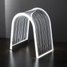 Lampada da Tavolo Cristallo Acrilico Trasparente e Decoro Inciso - Bertella Viadurini