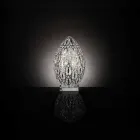 Lampada da tavolo design in cristallo e acciaio forma di uovo Egg Viadurini
