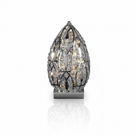 Lampada da tavolo design in cristallo e acciaio forma di uovo Egg Viadurini